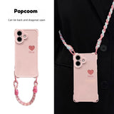 Pink Heart-Shaped Crossbody Full-Coverage Shockproof Case For Samsung
