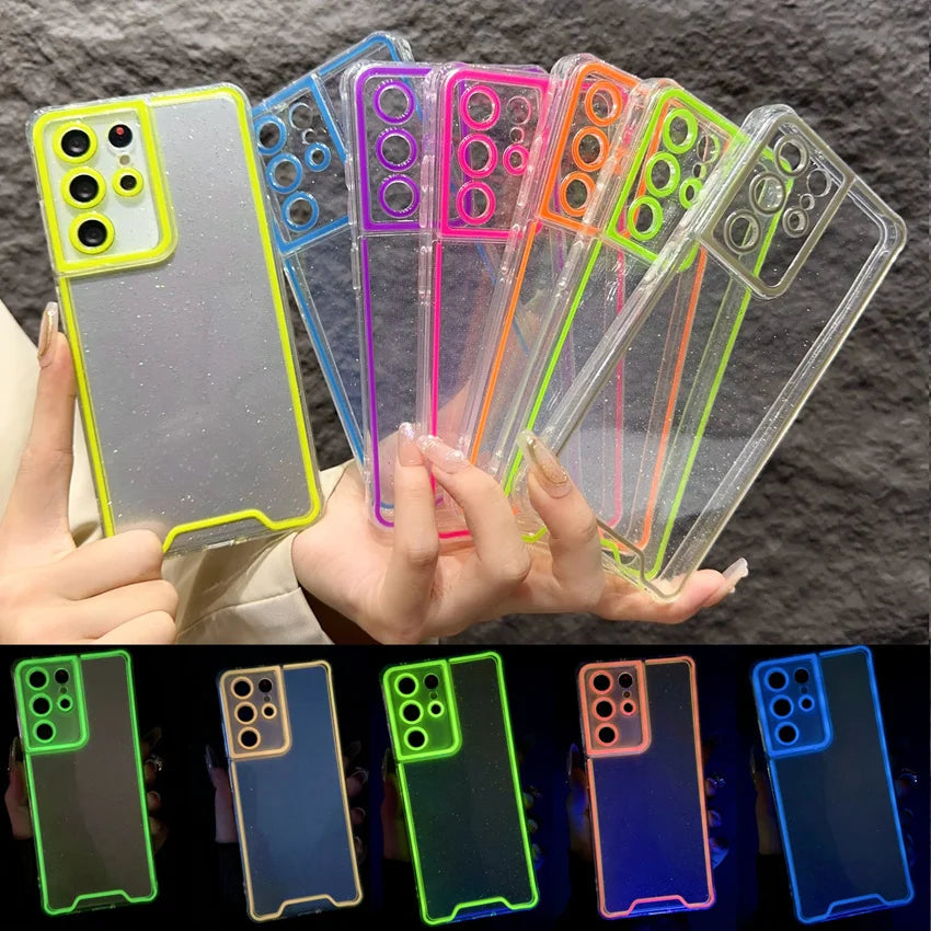 Luxury Luminous Neon Transparent Soft Case For Samsung