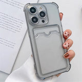 Wallet Card Holder Clear Soft Phone Case for iPhone