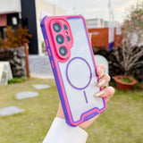 Contrast Color Magnetic Shockproof Transparent Hard Case For Samsung