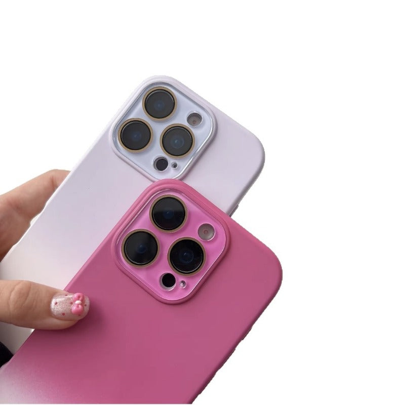 Gradient Frosted Phone Case with Built-In Lens Protector for IPhone