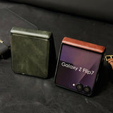 Vintage Waxed Leather Magnetic Shockproof Case for Samsung Z Flip