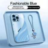 Minimal Curve Electroplated Case with Lanyard for iPhone