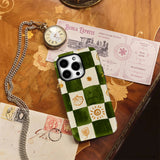 Green & Orange Check Double-layer Back Phone Case for IPhone