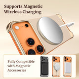 Frameless Plain Leather Magnetic Stand Case for iPhone
