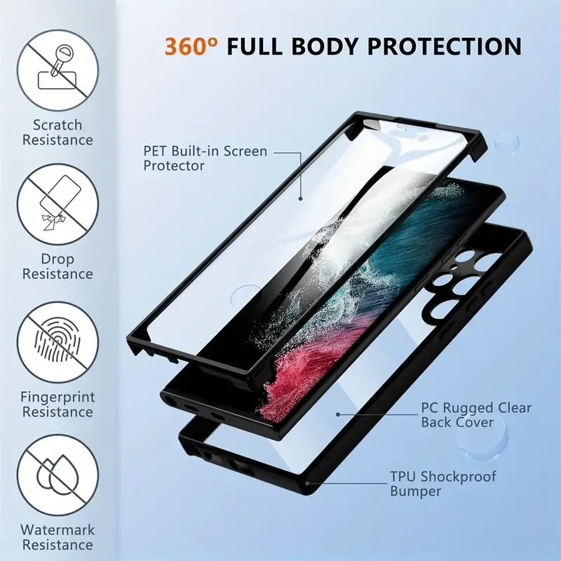 360 Full Body Screen Protector Transparent Case For Samsung
