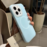 Solid Color Jelly Magnetic Liquid Silicone Phone Case For iPhone