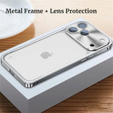 Plating Metal Frame Semi Clear Shockproof Case for iPhone