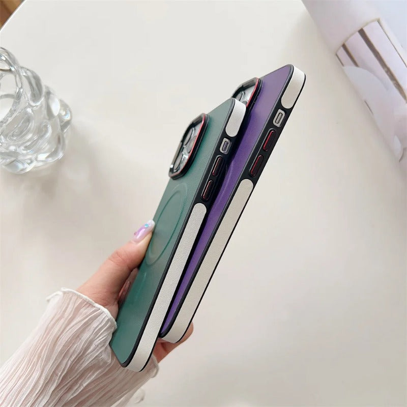 Luxury Leather Magnetic Charging Case For iPhone