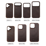 Retro Full Grain Cowhide Genuine Oiled PULL-UP Leather Magnetic Case for iPhone