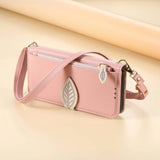Leaf-Designed Leather Card Slot Lanyard Flip Case for Samsung