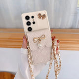 3D Bowknot Crossbody Card Holder Wallet Phone Case For Samsung