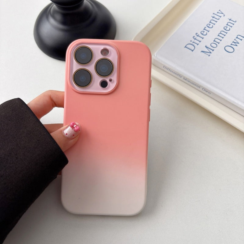 Gradient Frosted Phone Case with Built-In Lens Protector for IPhone