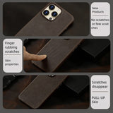 Retro Full Grain Cowhide Genuine Oiled PULL-UP Leather Magnetic Case for iPhone