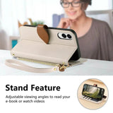 Leaf-Designed Leather Card Slot Lanyard Flip Case for Samsung