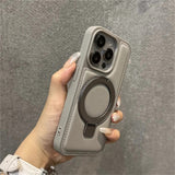 Luxury Business Leather Ring Stand Magnetic Case For iPhone