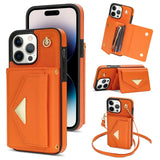 Leather Crossbody Card Slots Wallet Case for iPhone