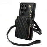 Leather Zippered Card Holder Crossbody Phone Case for Samsung