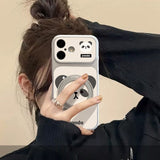 Panda Electroplated Rotating Stand Case for iPhone