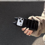 Creative Black Down Jacket Cat Ear Case for iPhone