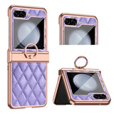 Leather Electroplated Ring Holder Shockproof Case for Samsung