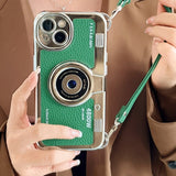 Fashion 3D Retro Camera Handheld Leather Case for iPhone