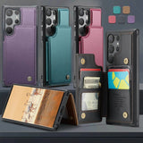 Leather Kickstand RFID Blocking Card Wallet Phone Case for Samsung