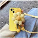 Pumpkin Flower Wrist Strap with Lanyard Phone Case for iPhone