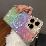 Luxury Diamond Sequin Transparent Magnetic Case For iPhone