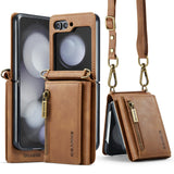 2 in 1 Leather Magnetic Flip Wallet Case for Samsung Z Flip