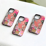 Pink Feline Collage Magnetic Double-layer Tough Phone Case for IPhone