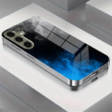 Blue & Black Smoke Swirl Tempered Glass Phone Case for iPhone