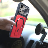 Invisible Stand Magnetic Flip-Cover Lens Protector Shockproof Case for iPhone