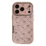 Vintage Plaid Bow Leather Soft Full Wrap Case for iPhone