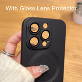 Silicone Glass Lens Magnetic Wireless Charge Case for iPhone