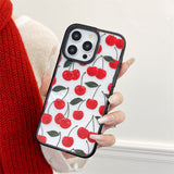 Cute Red Flower Cherry Painting Phone Case For iPhone