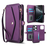 RFID Blocking Magnetic Charging Leather Wallet Case for iPhone