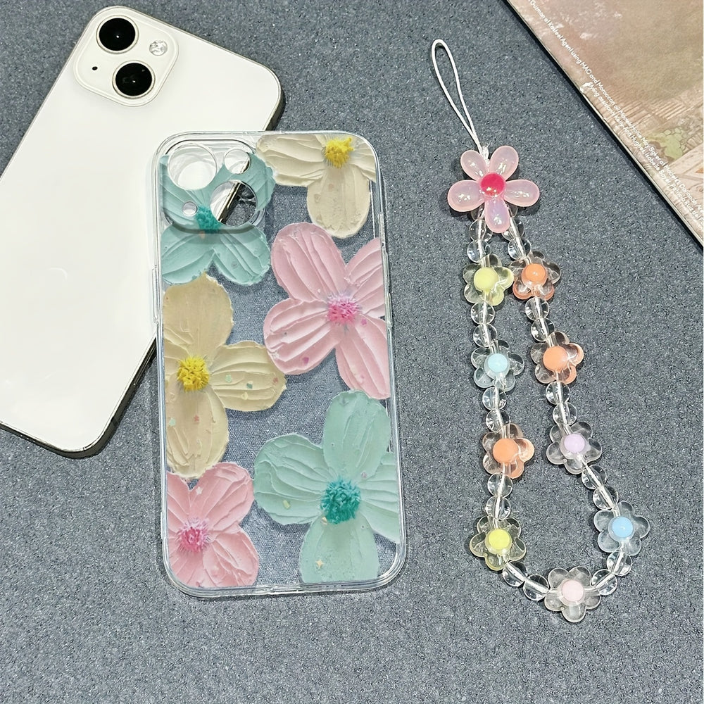 Flowers with Bracelet Transparent All-Inclusive Anti-Fall Case for iPhone