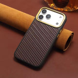 Genuine Leather Woven Magnetic Charging Case for iPhone