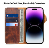 Premium Oil Wax Cowhide Button Design Case for iPhone