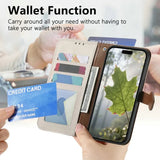 Leaf-Designed Leather Card Slot Lanyard Flip Case for Samsung