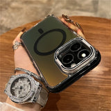 Hybrid Bumper Laser Lens Protection Stand Magnetic Case For iPhone