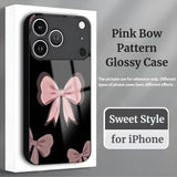 Sweet Style Pink Bow Pattern Glossy Case for iPhone