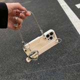 Fashion Leather Handheld Card Holder Case for iPhone