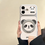 Panda Electroplated Rotating Stand Case for iPhone
