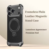 Frameless Plain Leather Magnetic Stand Case for iPhone