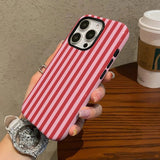 Fashion Red Stripe Double-Layer Protective Phone Case for iPhone