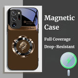 Dragon Head Pattern Magnetic Anti-Drop Liquid Glass Case for Samsung