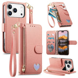 Fashion Heart Pattern Leather Wallet Case for iPhone
