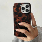 Retro Amber Texture Stylish Leopard Print Phone Case for iPhone
